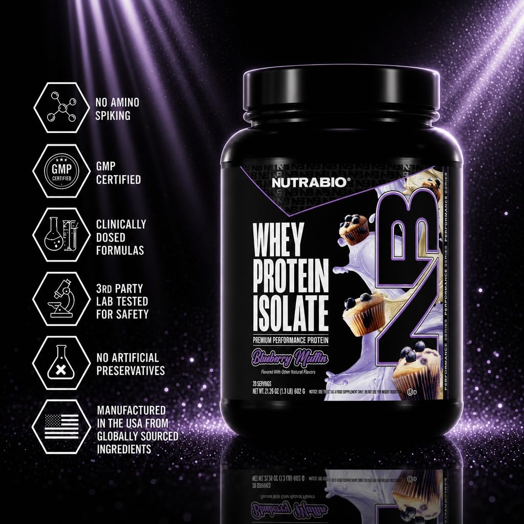 NutraBio 100% Whey Protein Isolate Protein Powder