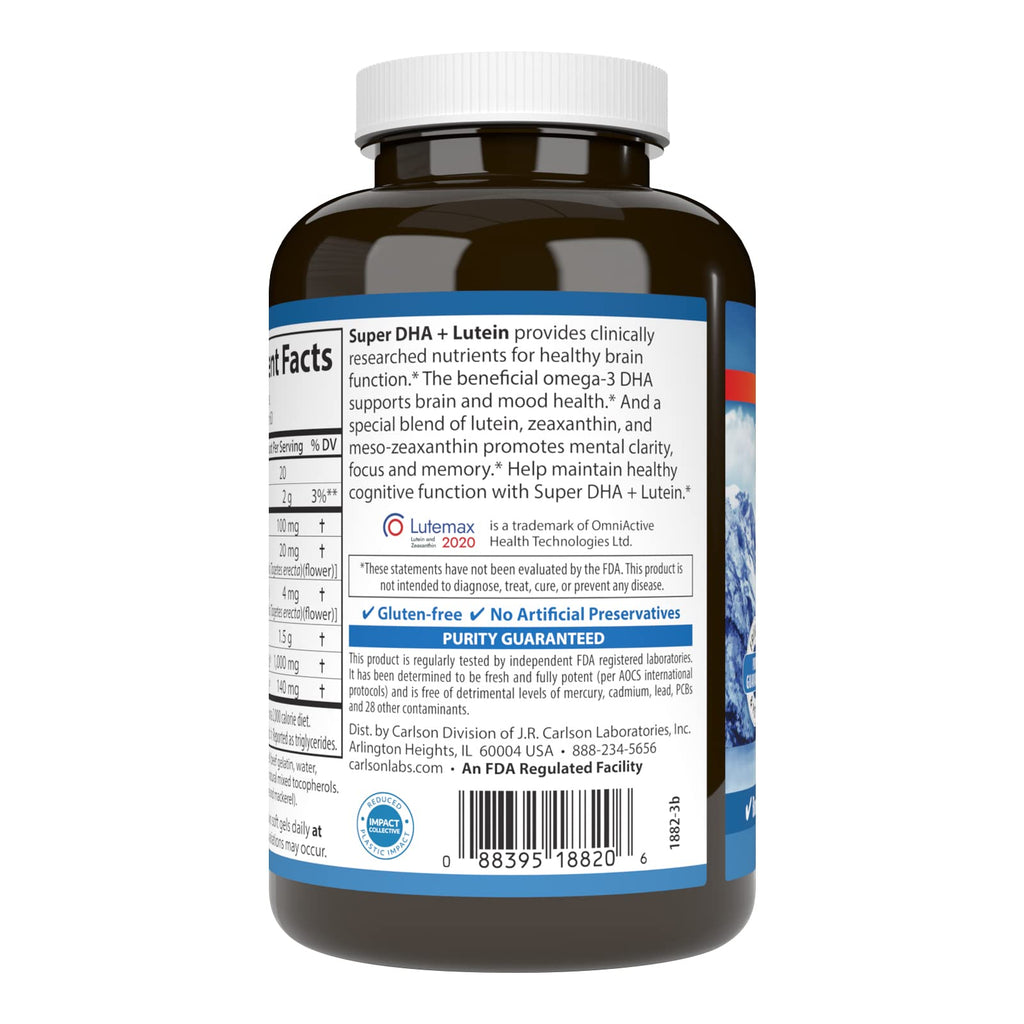 Carlson Super DHA Plus Lutein 1000 mg - 120 Softgels - image 3