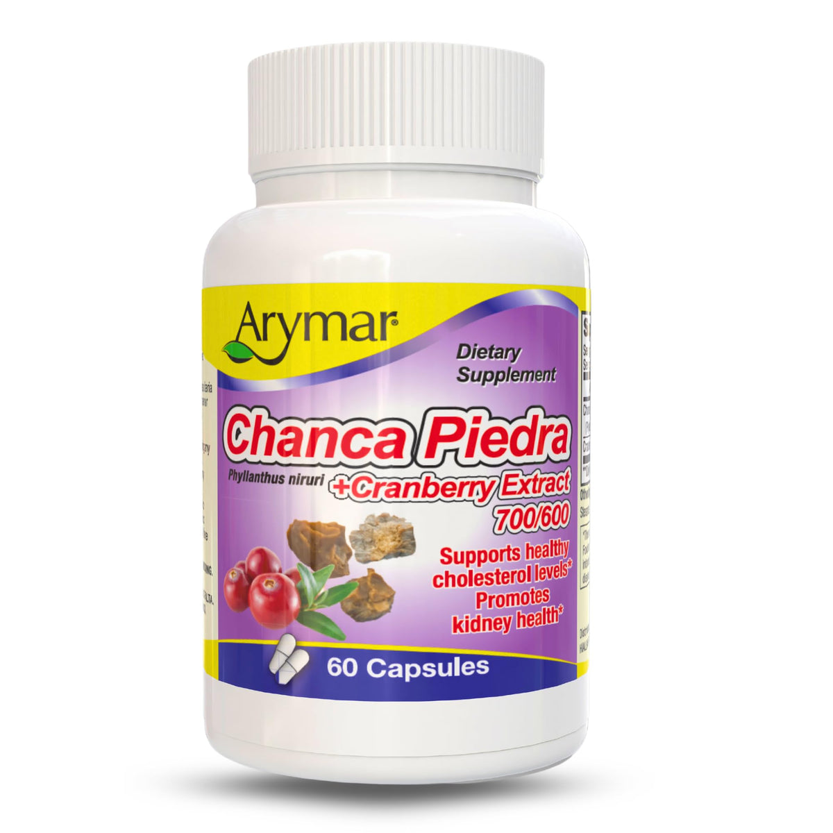 Arymar Chanca Piedra with Cranberry Herbal Support - 60 Capsules