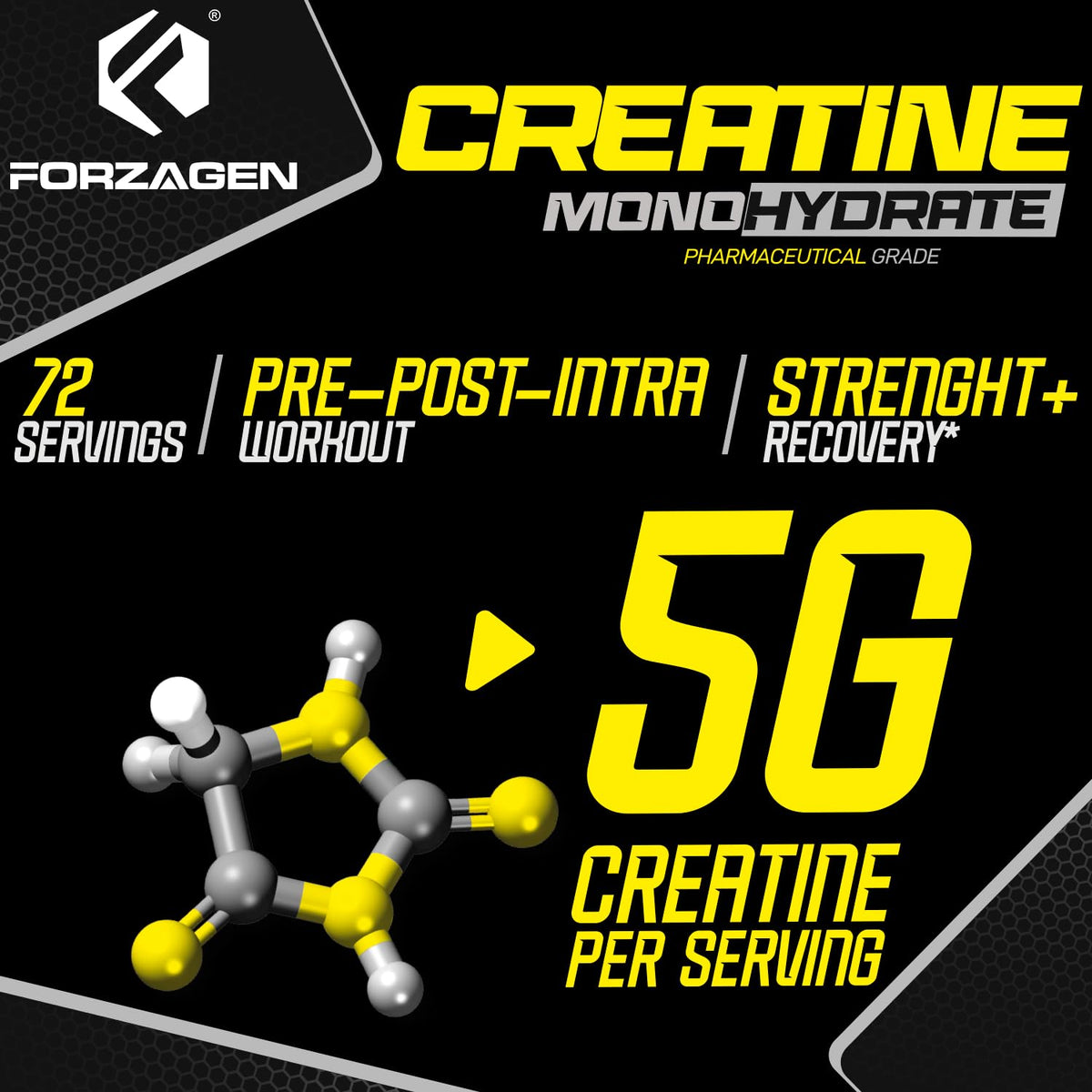 Forzagen Creatine Monohydrate Powder Unflavored - 72 Servings - image 5