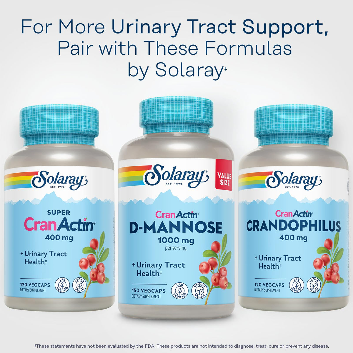 SOLARAY D-Mannose with CranActin Cranberry Supplement - 150 Capsules - image 6