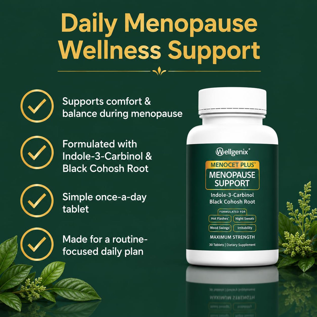Wellgenix Menocet Plus - Menopause Supplement Designed to Address All