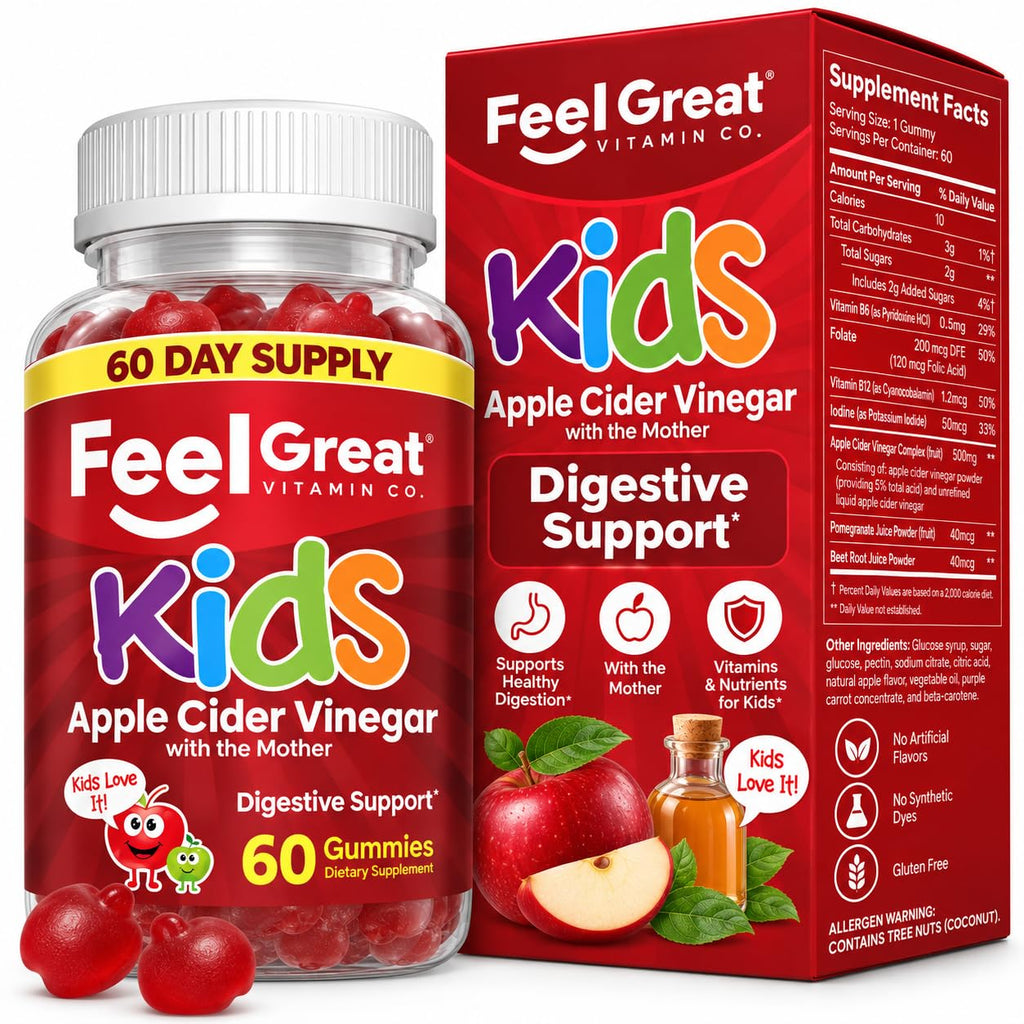 The Feel Great Vitamin Company Apple Cider Vinegar Gummies for Kids - 60 Count