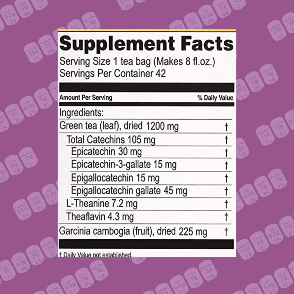 HYLEYS Garcinia Cambogia Green Tea - 42 Tea Bags - image 2