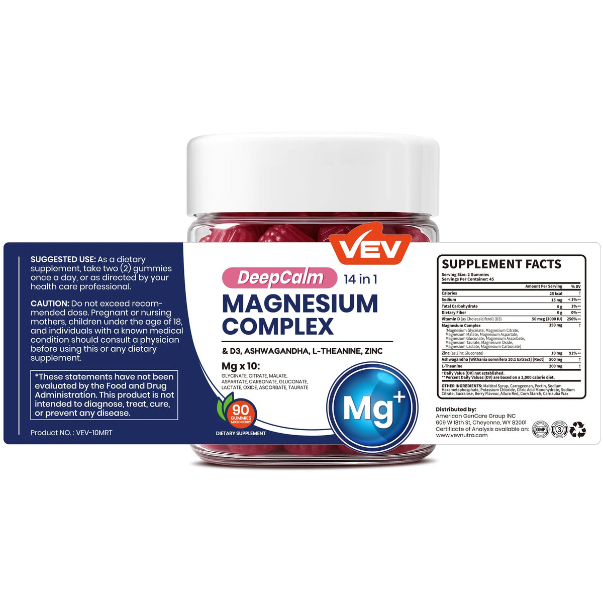 VEV Deep Calm Magnesium Complex Gummies - 90 Count - image 7