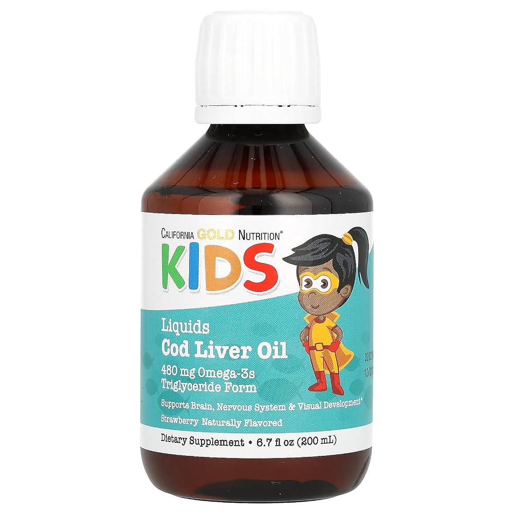 California Gold Nutrition Norwegian Kids Cod Liver Oil, Natural Strawberry