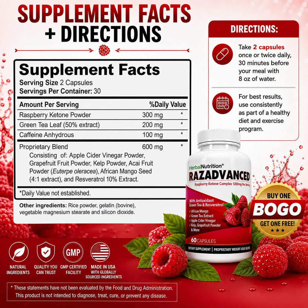 Herbal Nutrition Raspberry Ketones Complex Weight Management - 120 Capsules - image 7