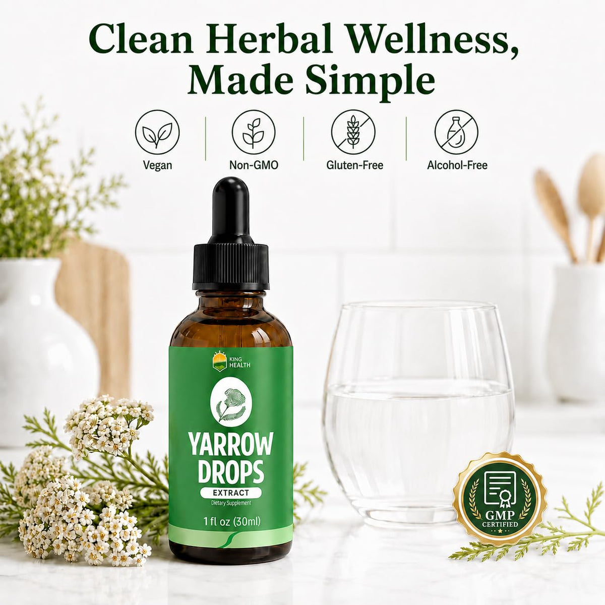 KingHealth Yarrow Herb Tincture Alcohol-Free Extract - 1 Fl Oz - image 6