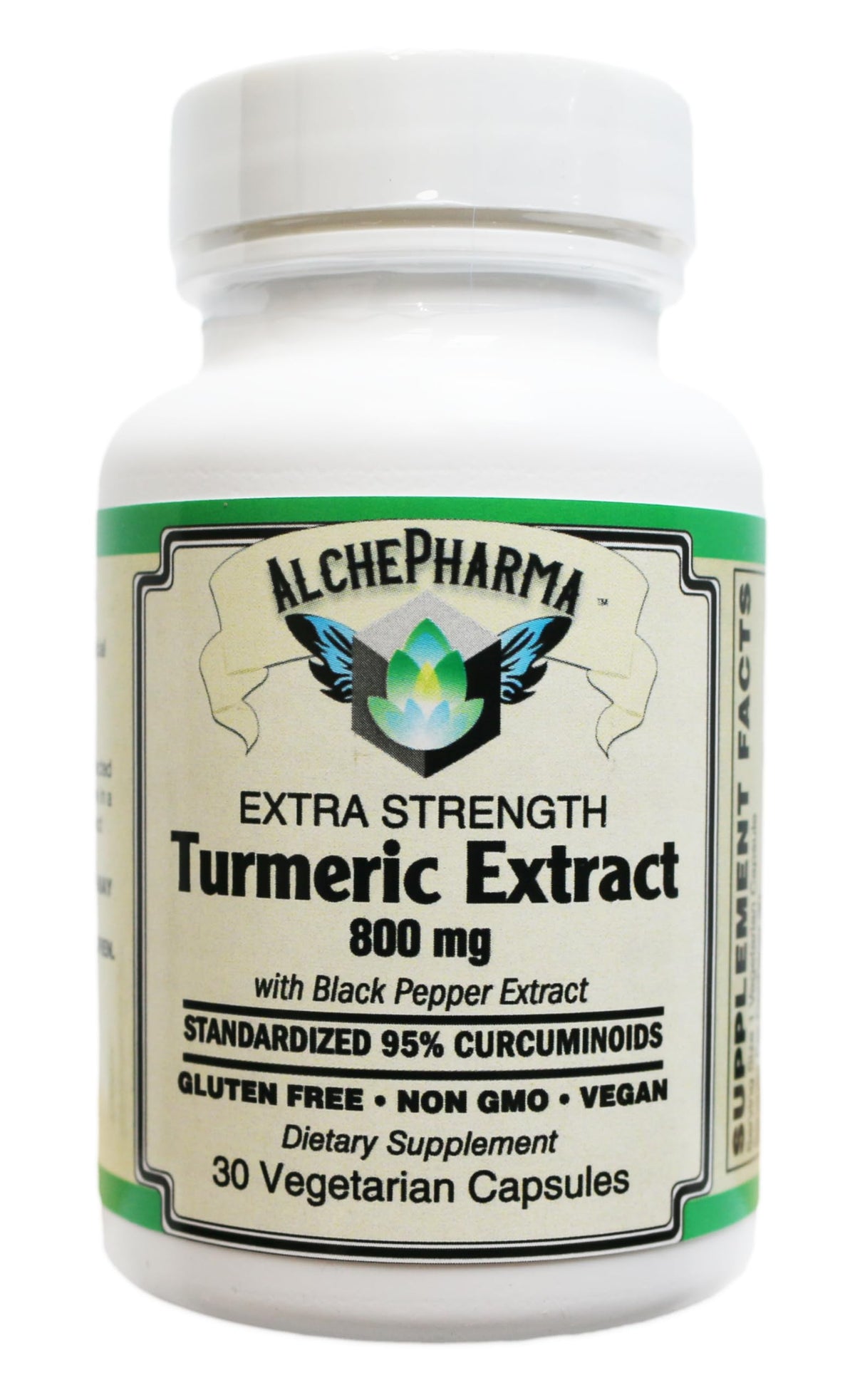 AlchePharma Extra Strength Turmeric 800 mg with Bioperine - 30 Capsules