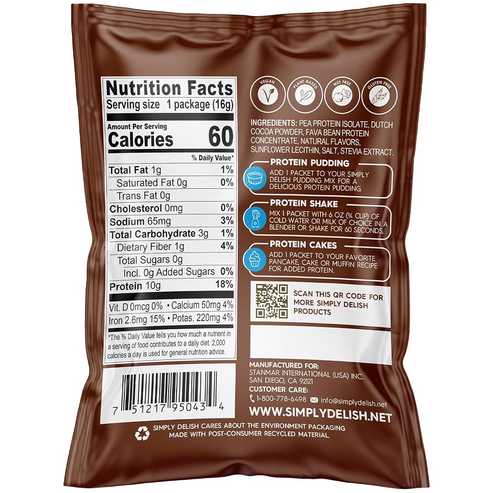 Simply Delish Chocolate Protein Powder Plant-Based - 6 Pack - image 2