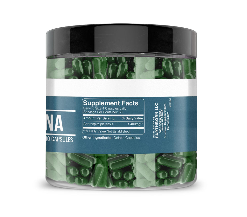Earthborn Elements Spirulina Pure & Undiluted - 200 Capsules - image 2