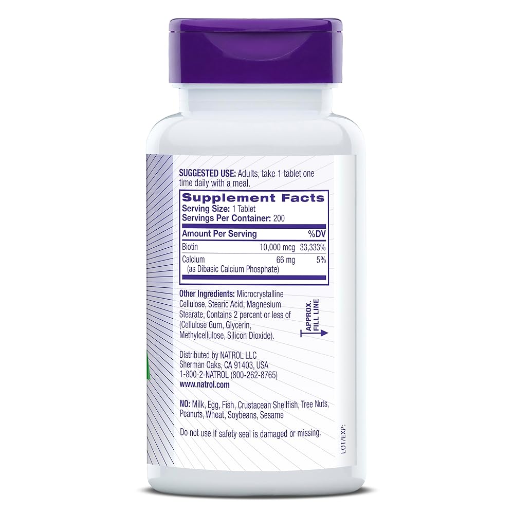 Natrol Biotin 10000mcg for Healthy Hair, Skin & Nails - 200 Tablets - image 8