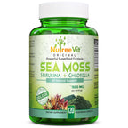 NutreeVit 100% Organic Sea Moss Spirulina Chlorella - 240 Capsules