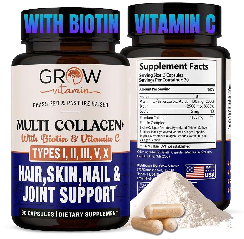 grow vitamin Multi Collagen Capsules Types I, II, III, V & X - 90 Capsules