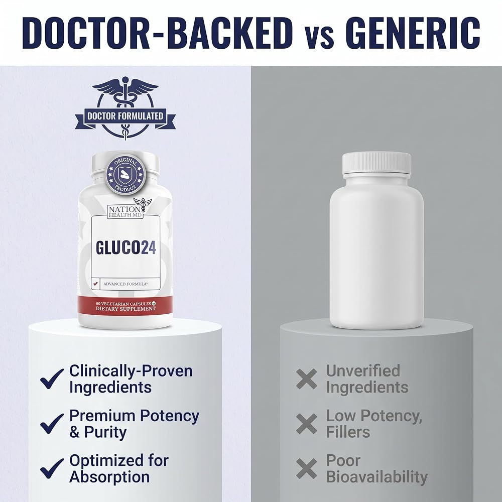 NATION HEALTH MD Gluco24 Supplement with Berberine - 60 Capsules - image 3