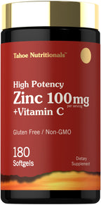 Carlyle Zinc Supplement 100mg with Vitamin C - 180 Softgels