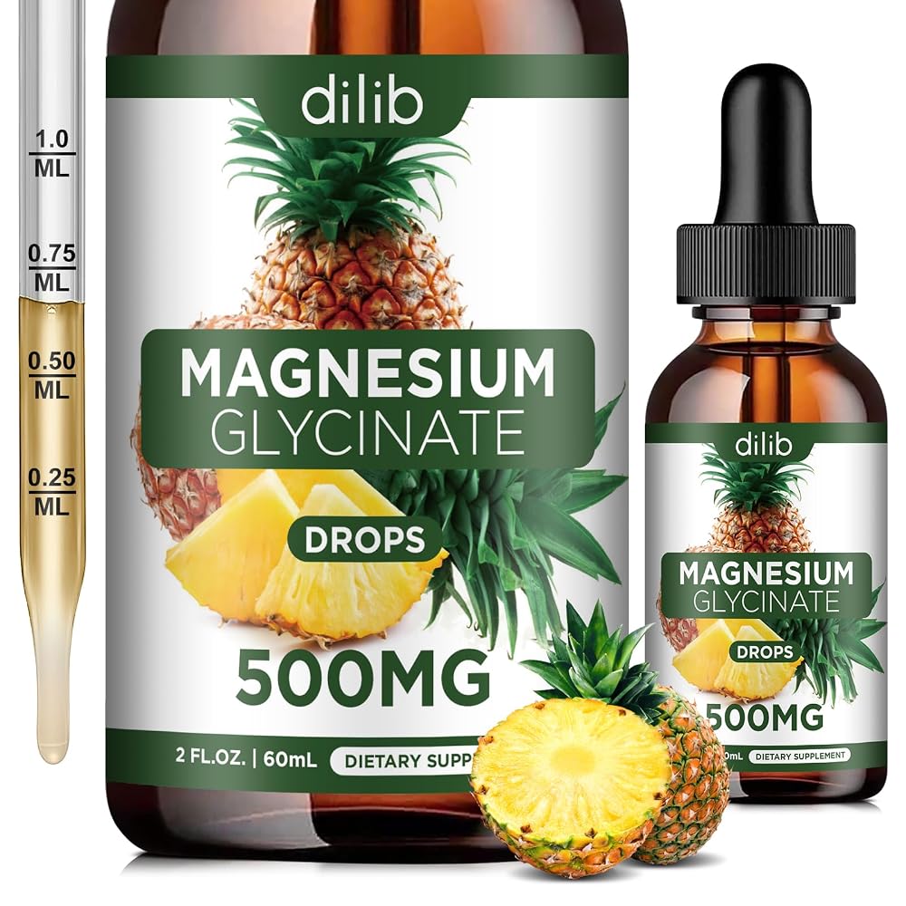Dilib Magnesium Glycinate Liquid Drops 500mg for Sleep - 2 Fl Oz