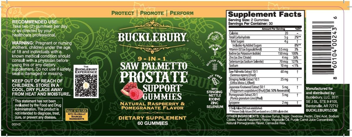 BUCKLEBURY Saw Palmetto 9-in-1 Gummies for Prostate Support - 60 Gummies - image 7