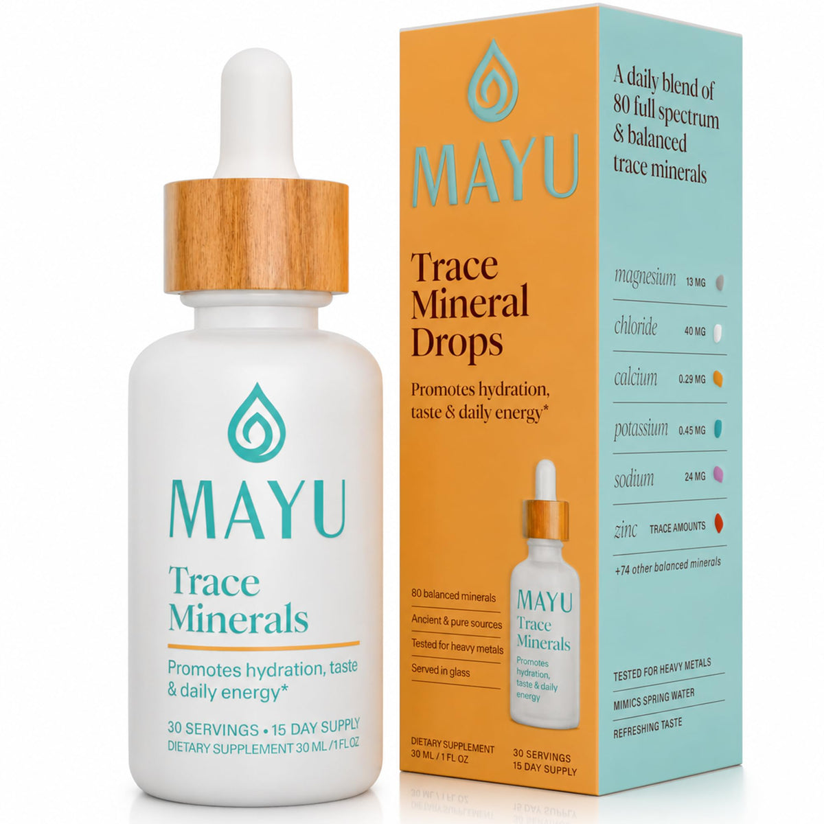 MAYU Trace Mineral Drops - 80+ Full-Spectrum Ionic Minerals for Water