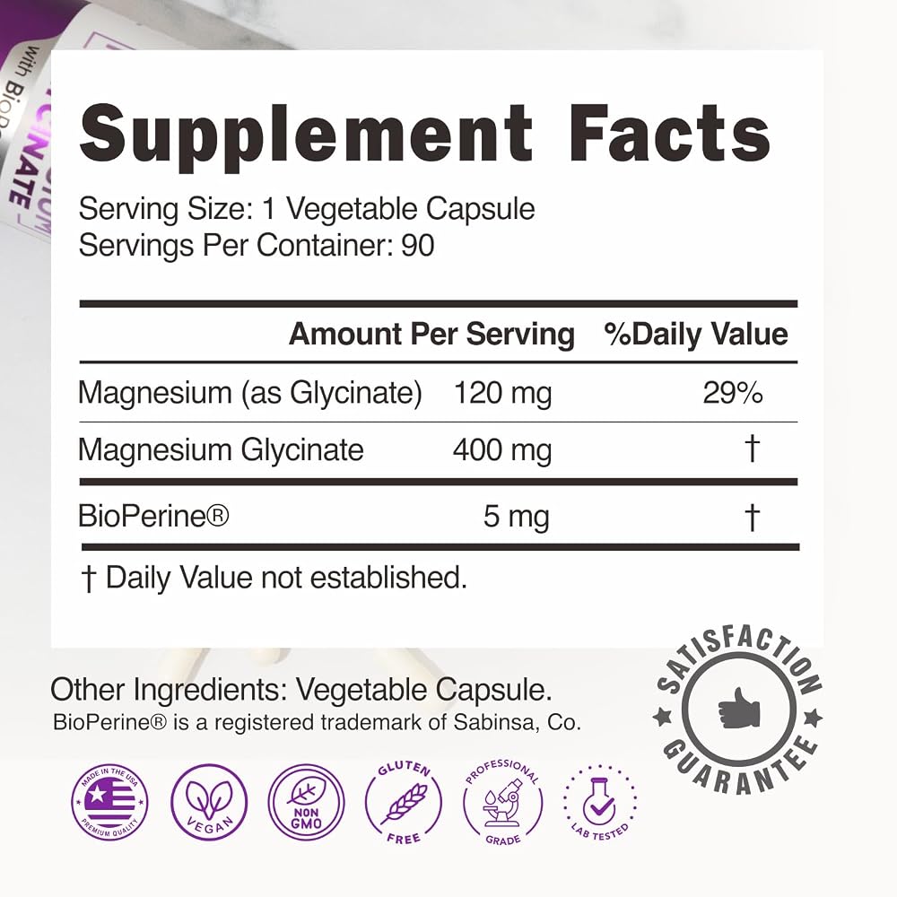 BallBuff Magnesium Glycinate 400mg Sleep Support - 90 Capsules - image 5