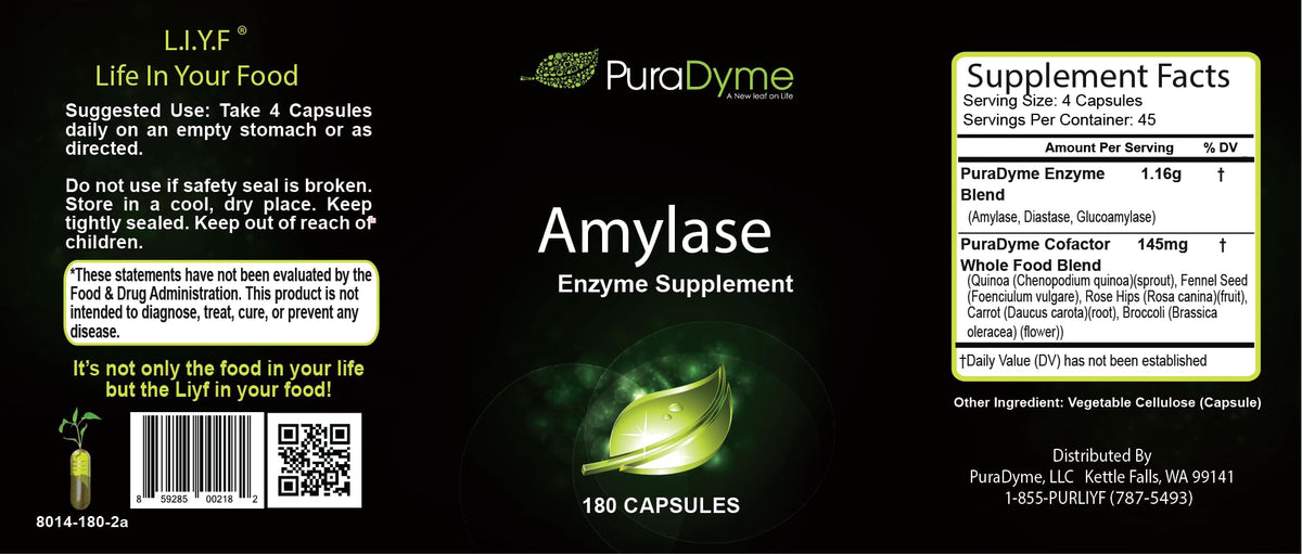 PuraDyme Amylase Enzyme - 180 Capsules - image 2