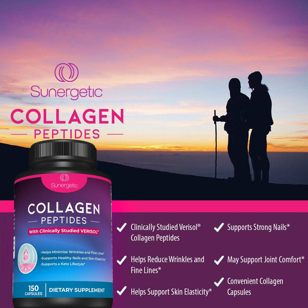 Sunergetic Premium Collagen Peptides - 150 Capsules - image 4