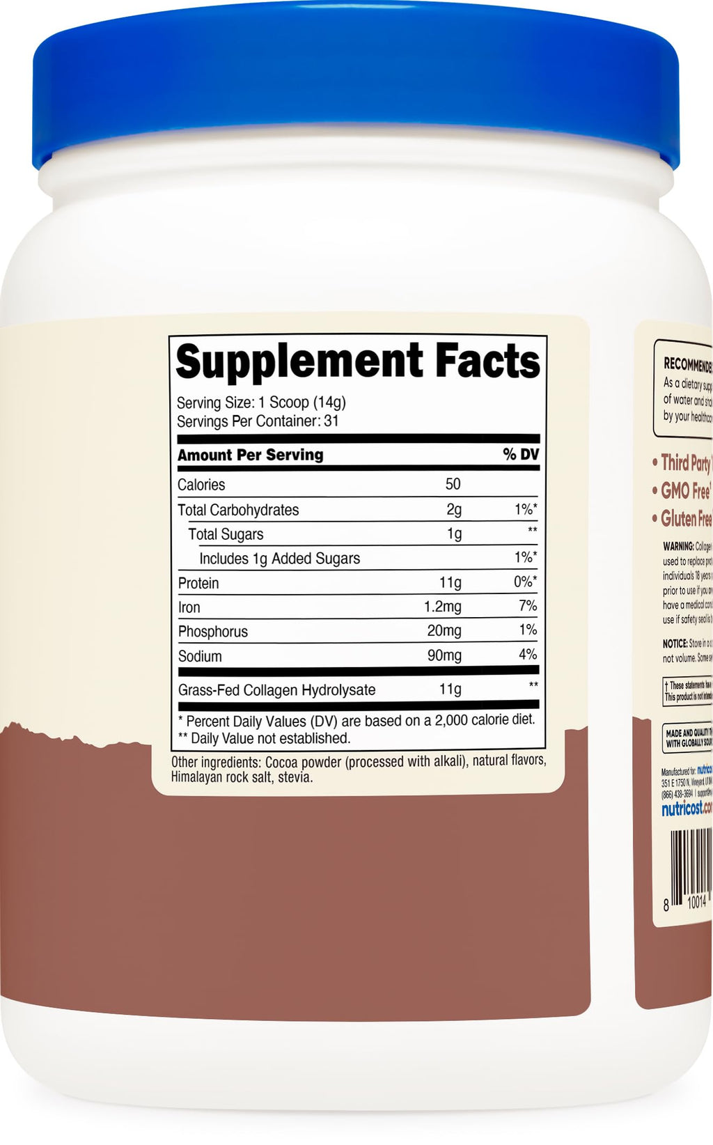 Nutricost Grass-Fed Collagen Powder 1LB (454 G) - Pure Grass Fed