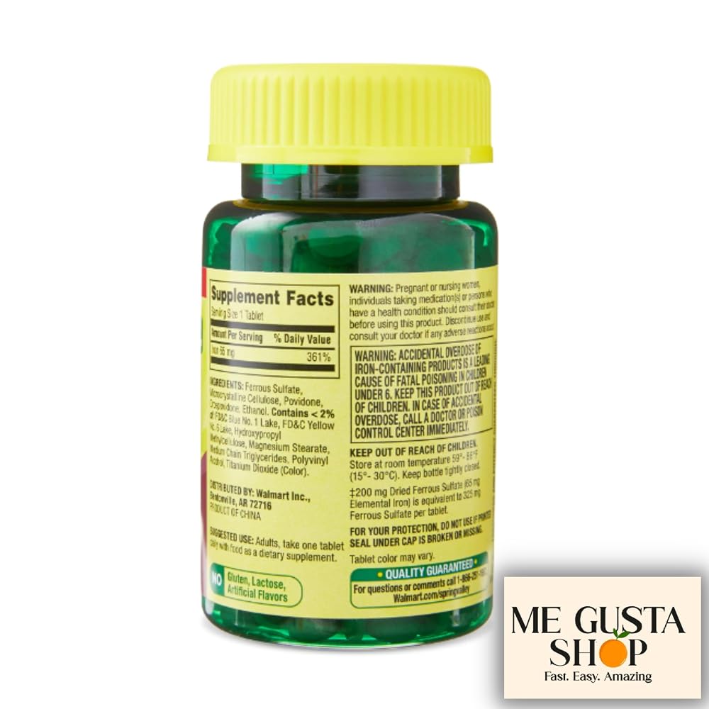 ME GUSTA SHOP Spring Valley Iron Tablets 65 mg - 600 Tablets (Pack of 3) - image 5