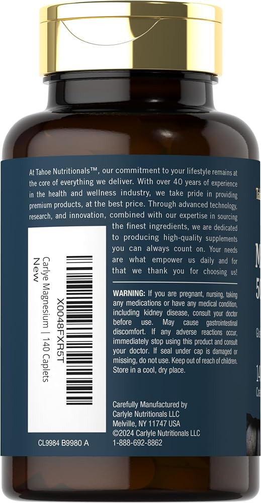 Tahoe Nutritionals Magnesium 500mg - 140 Coated Caplets - image 3