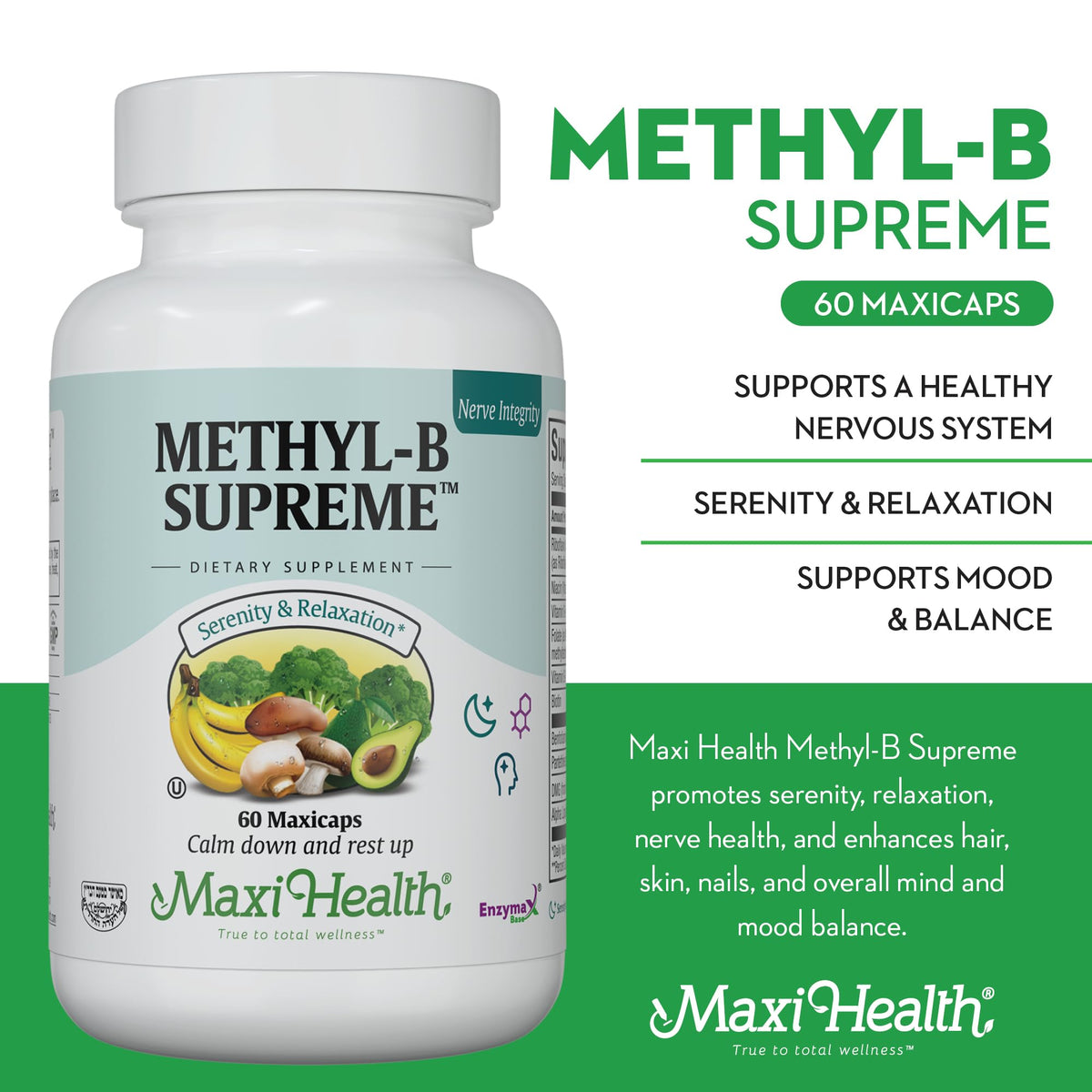 Maxi Health Methyl-B Supreme B Complex Vitamins - 60 Capsules - image 3
