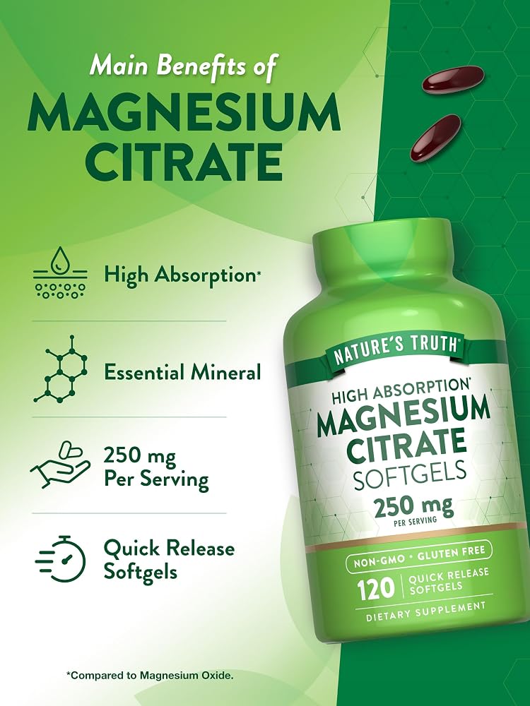 Nature's Truth Magnesium Citrate 250mg - 120 Softgels - image 5
