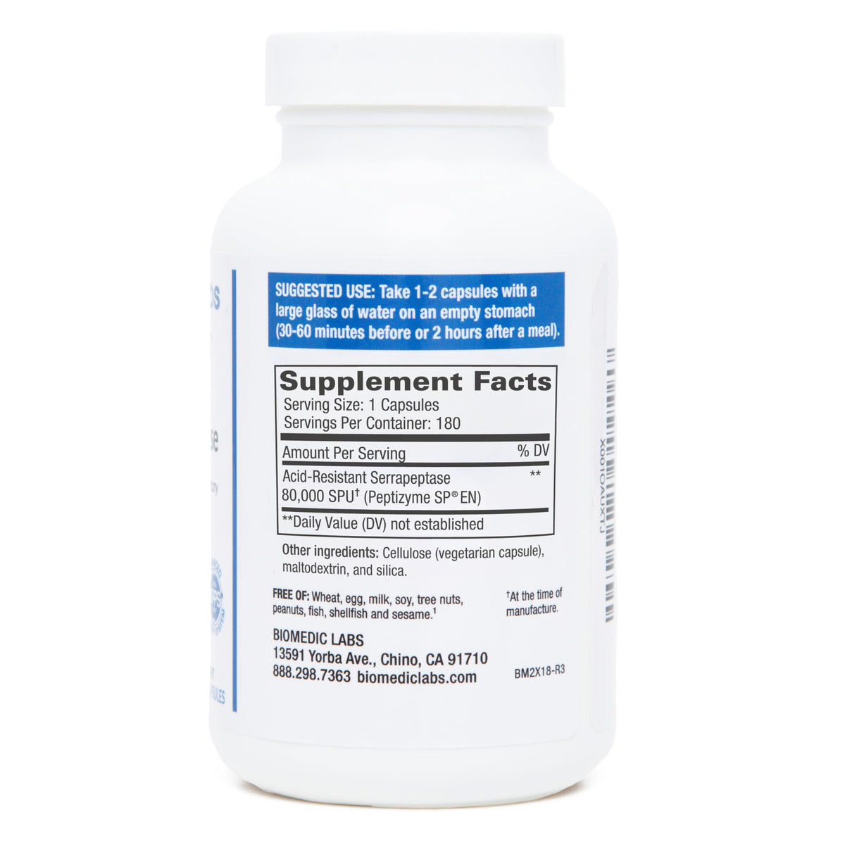 Biomedic Labs RX Serra-RX 80,000 SU Serrapeptase - 180 Vegetarian Capsules - image 2