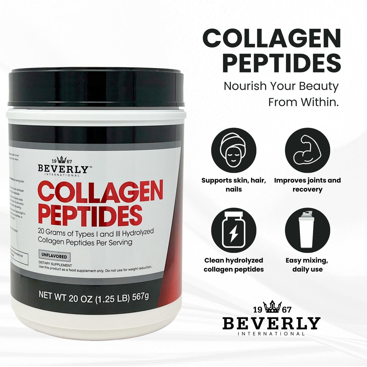 Beverly International Collagen Peptides Unflavored Powder - 20 oz - image 4