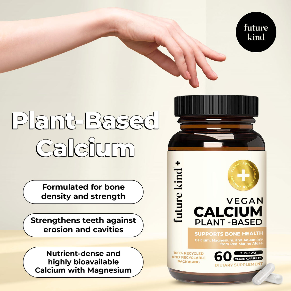 Future Kind Vegan Calcium Supplement for Teeth & Bone Support - 60 Capsules - image 2