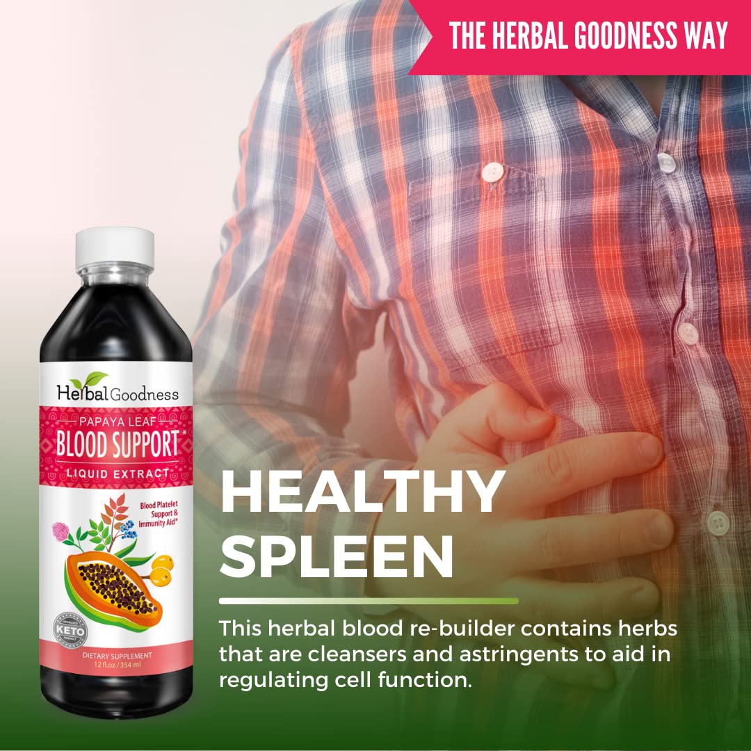Herbal Goodness Papaya Liquid Blood Support - Papaya Leaf Extract - Healthy Platelet