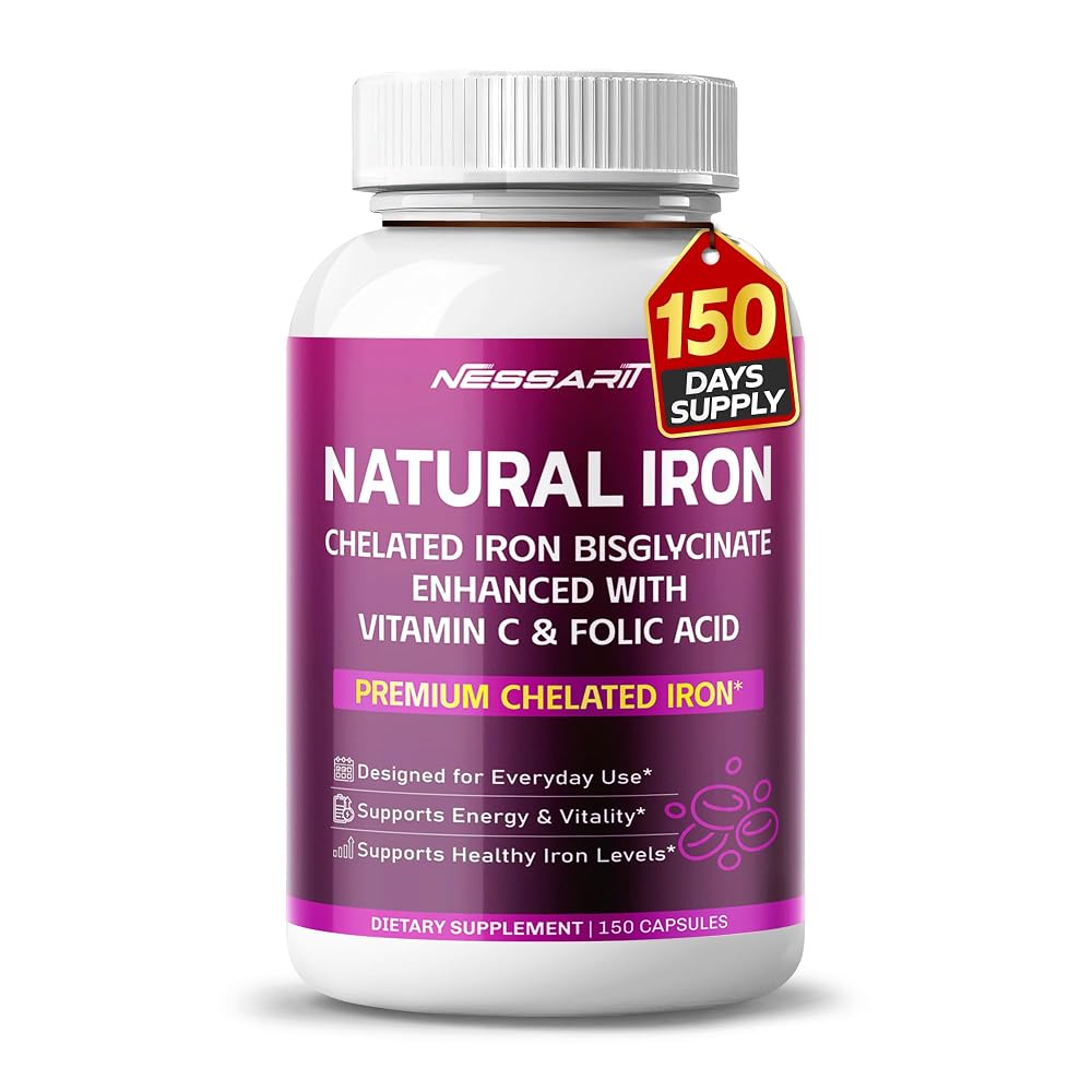 Nessarit Natural Iron Bisglycinate 50 mg with Vitamin C - 150 Capsules