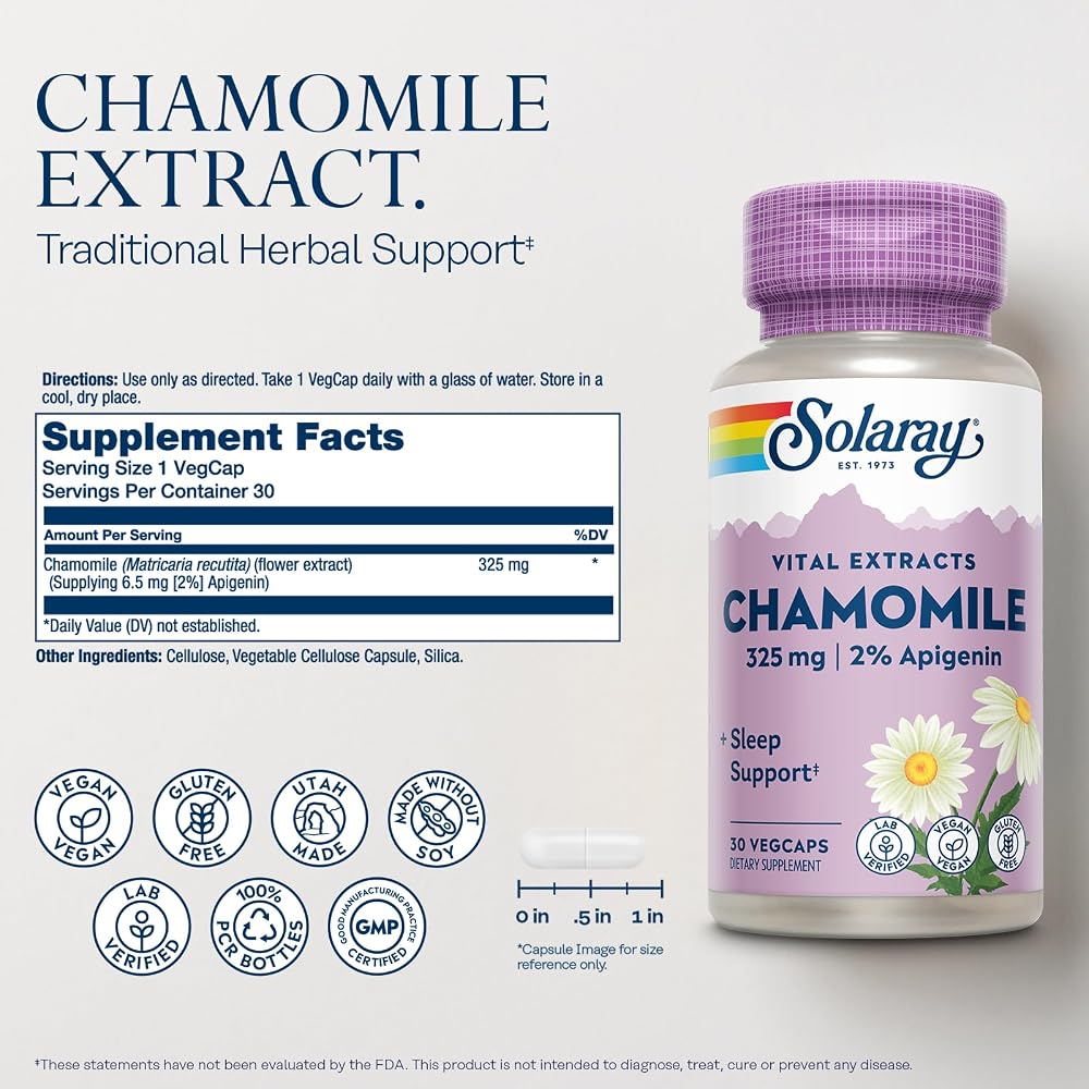 SOLARAY Chamomile Extract 325 mg Standardized - 30 Vegetarian Capsules - image 2