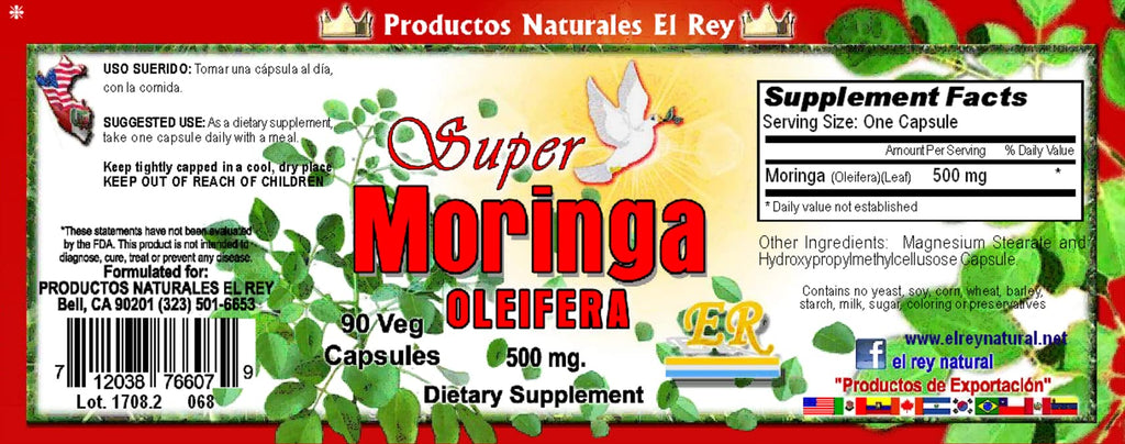Productos Naturales El Rey Moringa Oleifera 500 mg - 1 Capsules - image 2