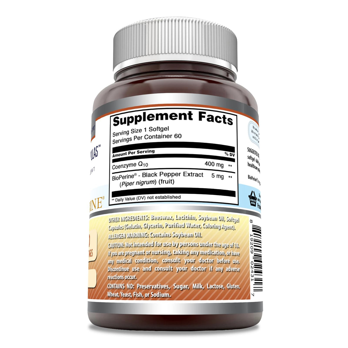 Amazing Nutrition CoQ10 with Bioperine 400 mg - 60 Softgels - image 2