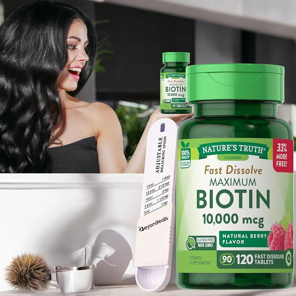Beyondeals Nature's Truth Biotin 10000 mcg for Hair Growth - 120 Tablets - image 2