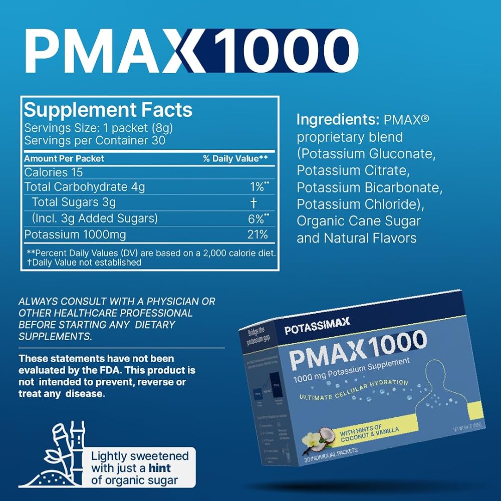 PotassiMax PMAX1000 Potassium Supplement Powder 1000mg