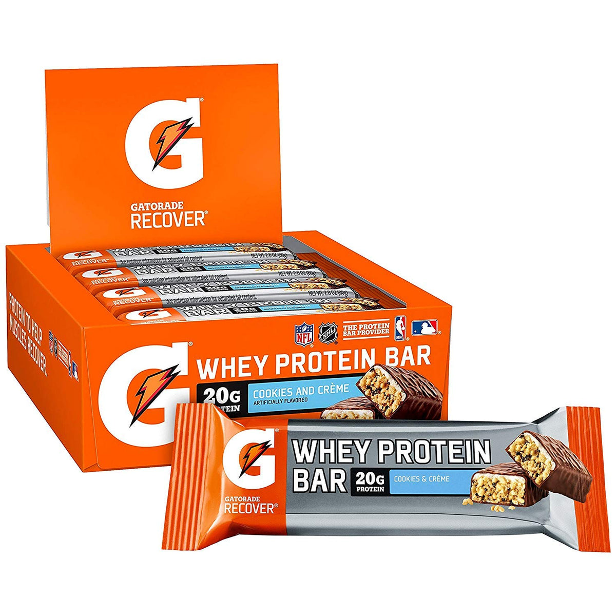 Gatorade Whey Protein Recover Bars Cookies & Crème - 12 Count