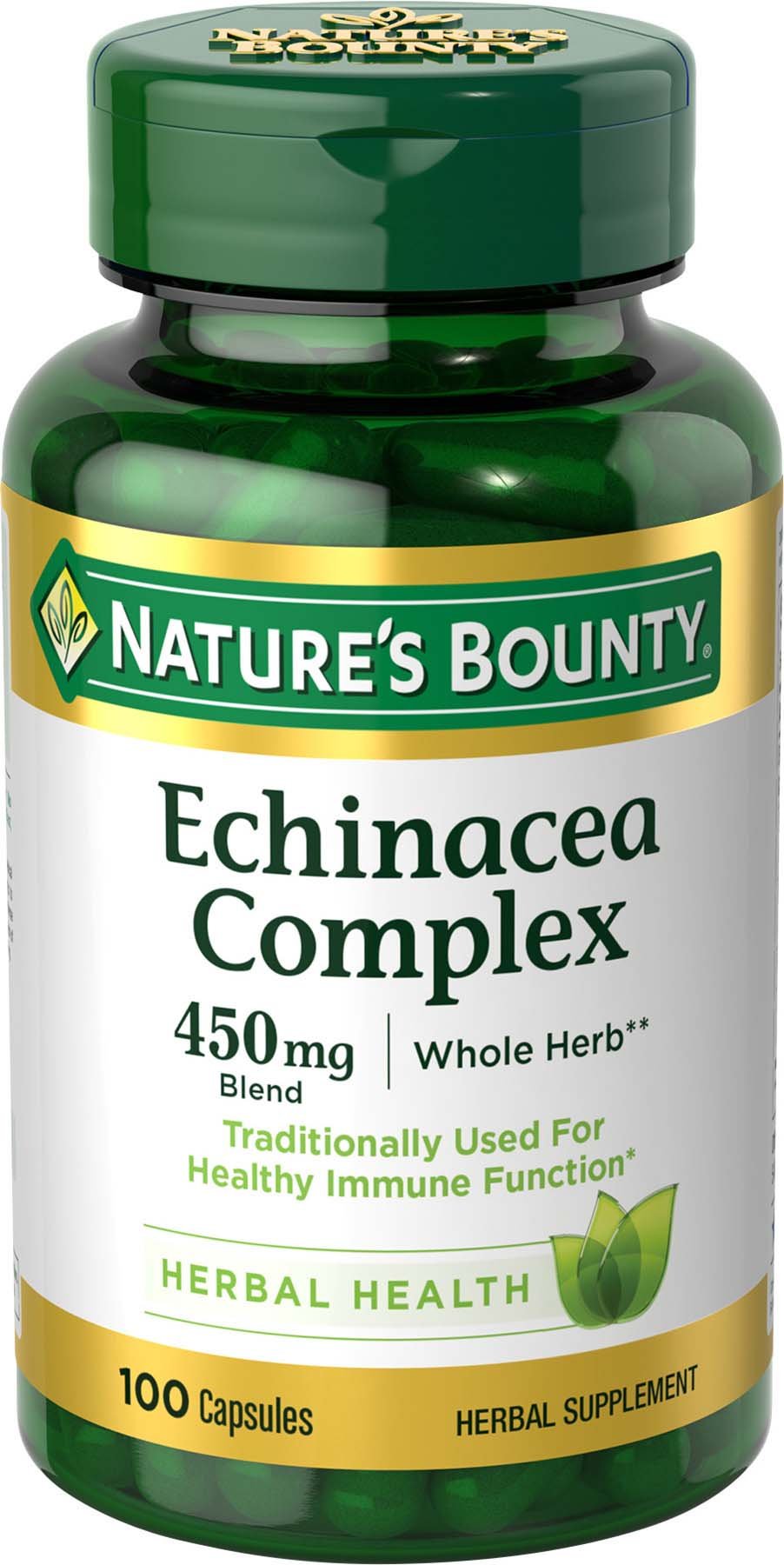 Nature's Bounty Echinacea Complex 450mg Immune Support - 100 Capsules