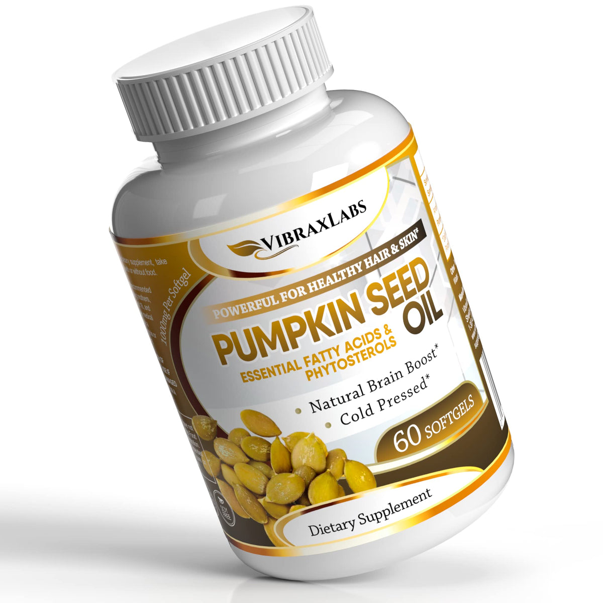 vibraxlabs Pumpkin Seed Oil - 100% Cold Pressed Pure 1000mg