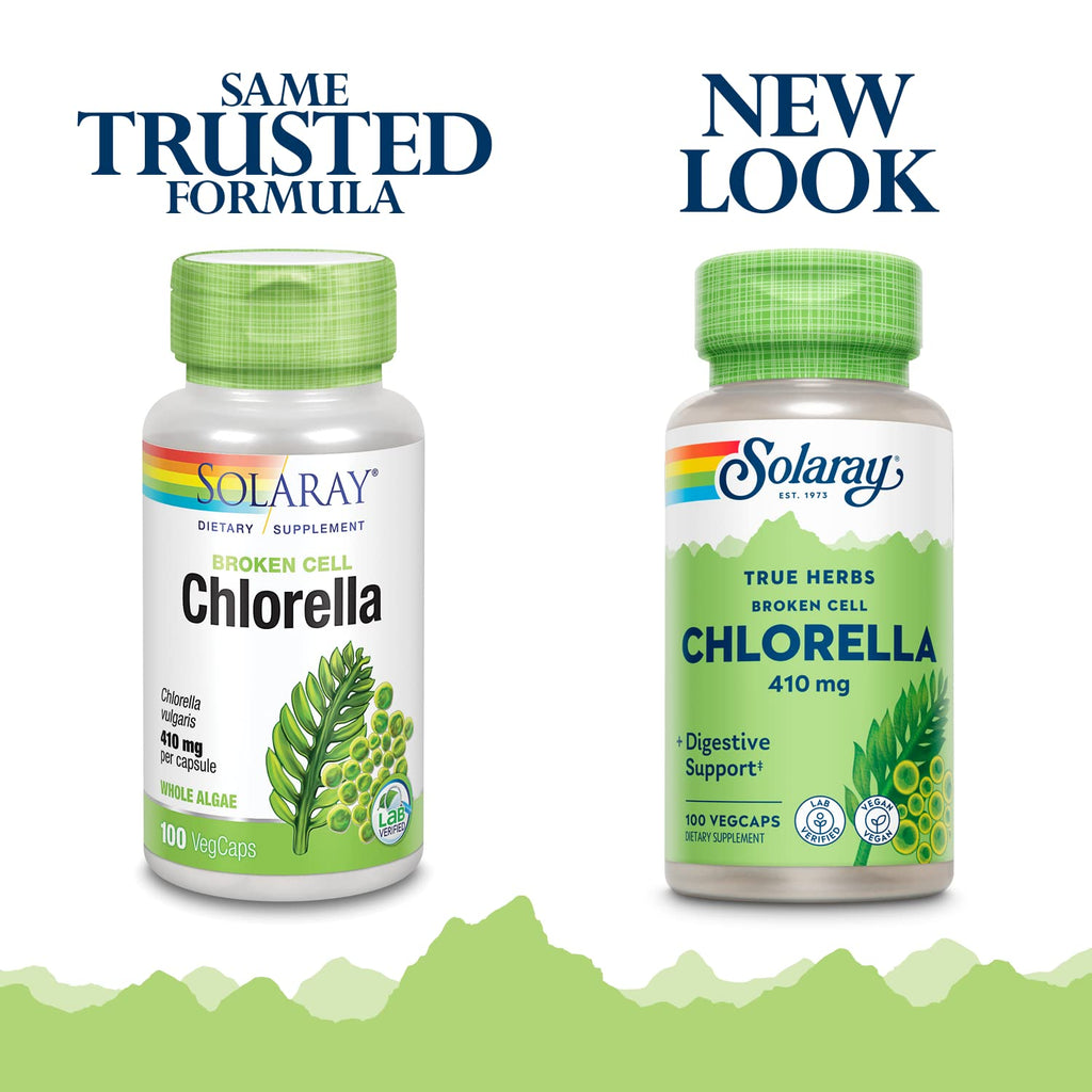 SOLARAY Broken Cell Chlorella 410 mg Superfood - 100 Vegetarian Capsules - image 3