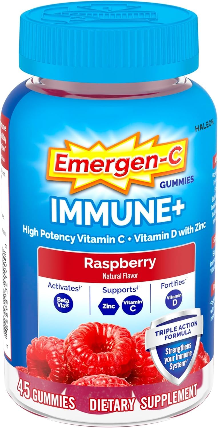 Emergen-C Immune Plus Vitamin D Gummies Raspberry - 90 Gummies