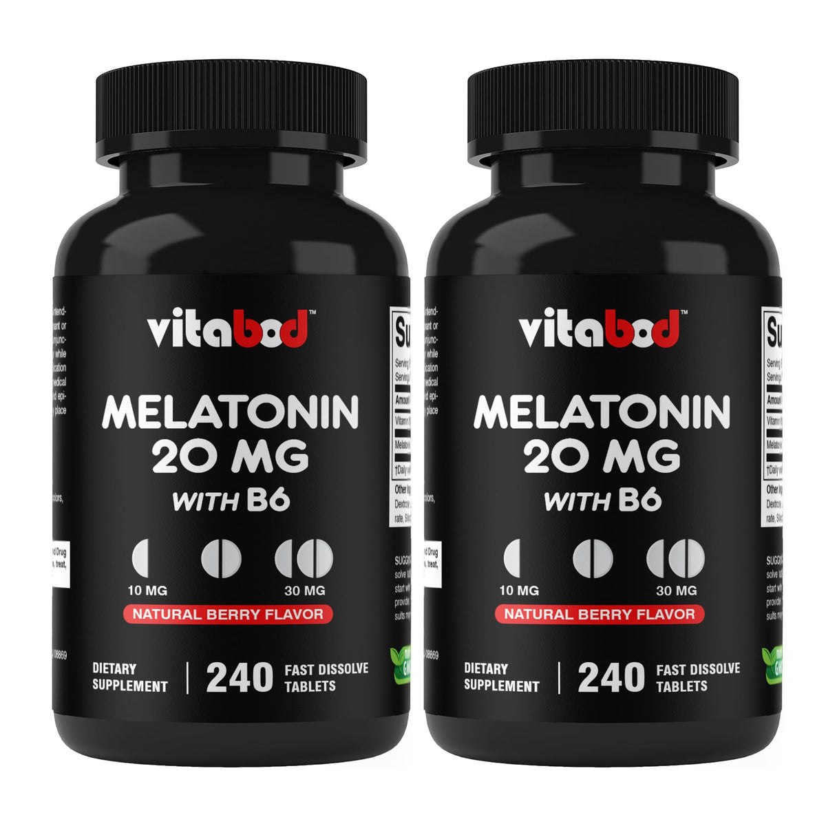 Vitabod Melatonin 20 mg with Vitamin B6 Fast Dissolve Tablets - 480 Count