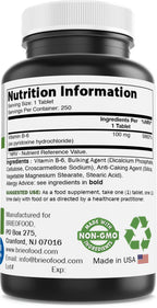 Brieofood Vitamin B6 100 mg - 250 Tablets - image 2