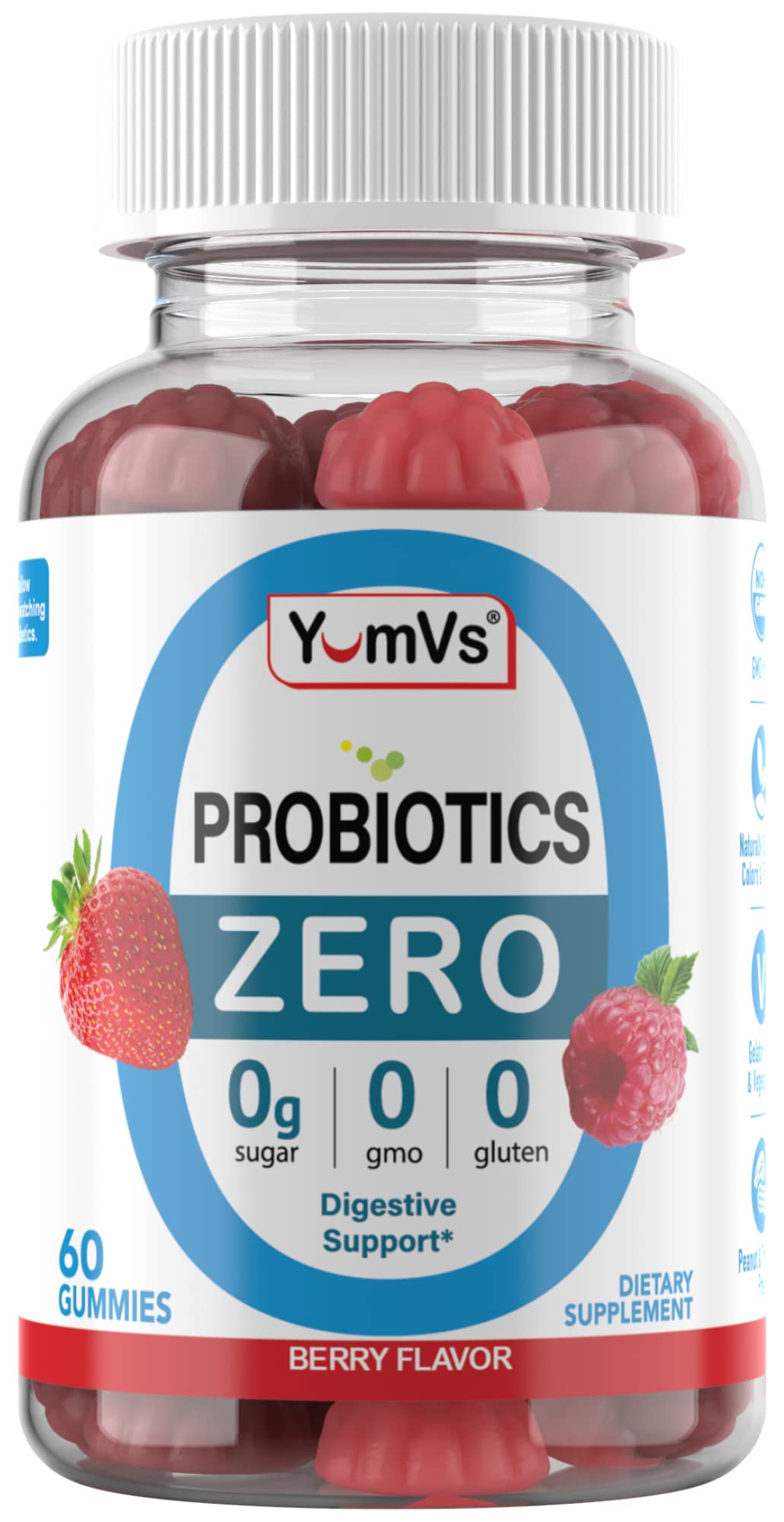 YUM-V'S Sugar Free Probiotic Gummies 5 Billion CFU - 60 Count - image 2