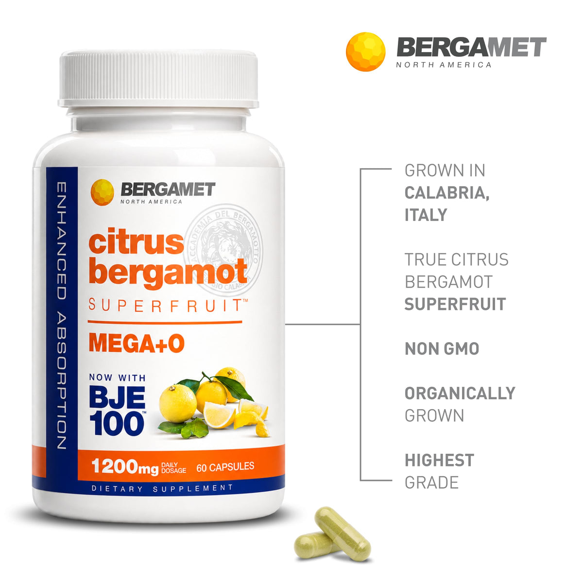 BergaMet Citrus Bergamot Supplement 1200mg - 60 Capsules - image 4